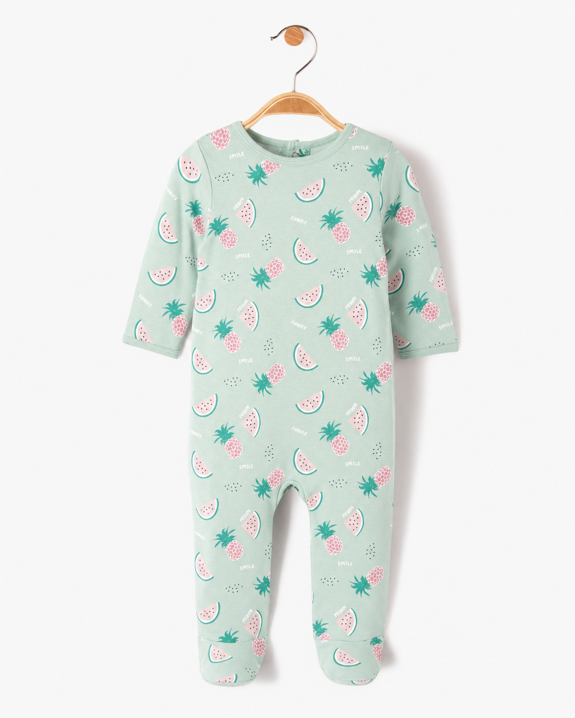 GÉMO Baby Fruit Print Footed Sleepsuit – Mint Green