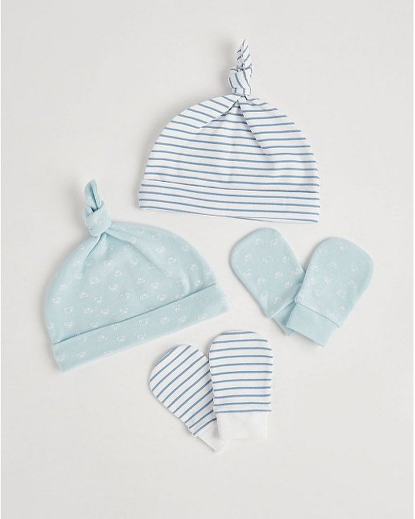 Blue Vehicles Hat & Mittens Set – 2 Pack