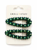 Small Stuff Girls Crystal Hair Clips – Emerald Green