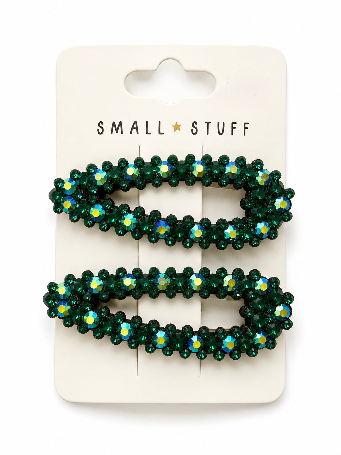 Small Stuff Girls Crystal Hair Clips – Emerald Green