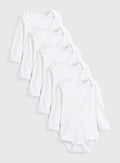 MO Kids 5-Pack White Long-Sleeve Bodysuits