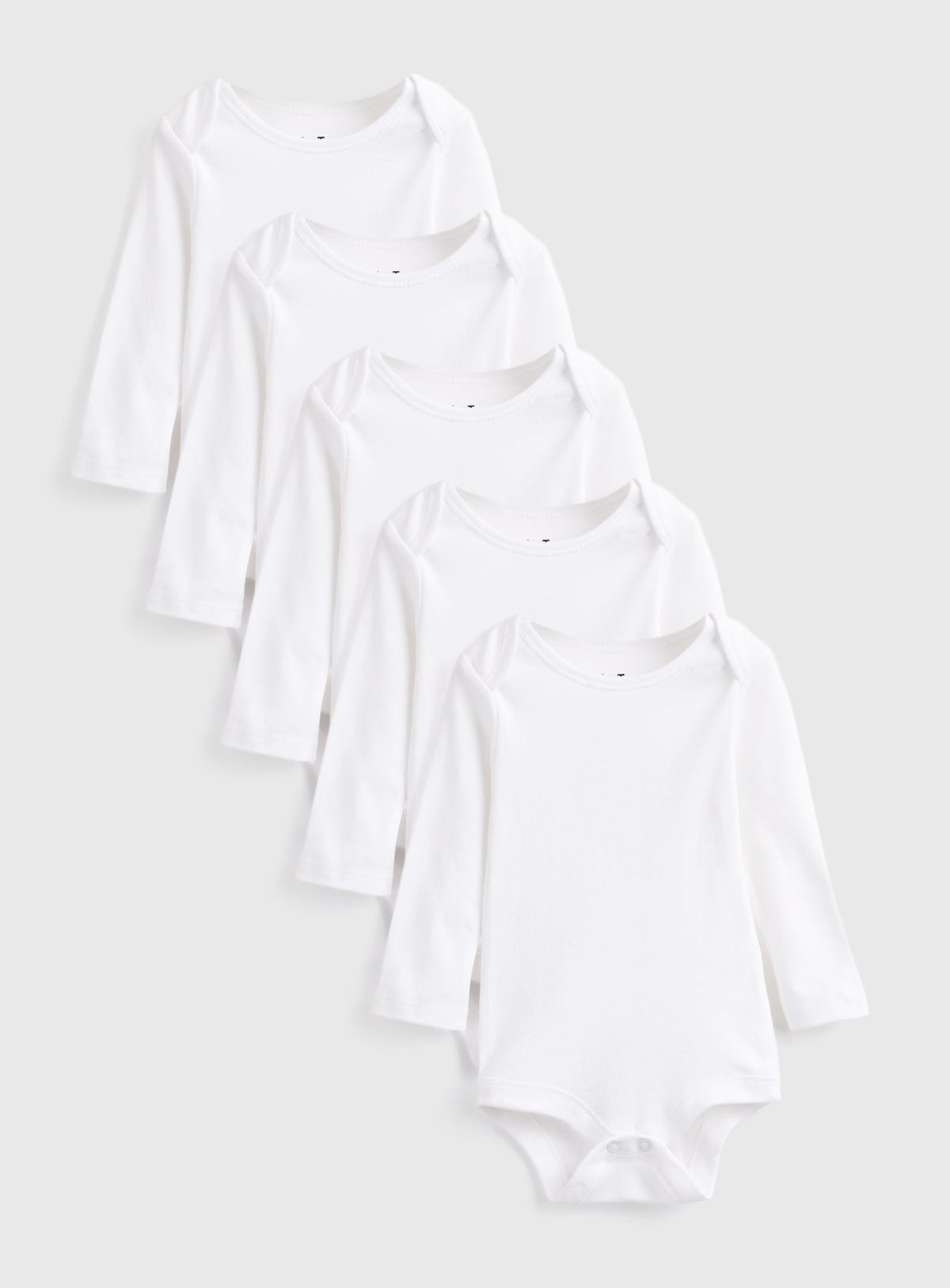 MO Kids 5-Pack White Long-Sleeve Bodysuits