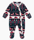 MO Fashion Baby Christmas Dog Print Footed Sleepsuit – Navy