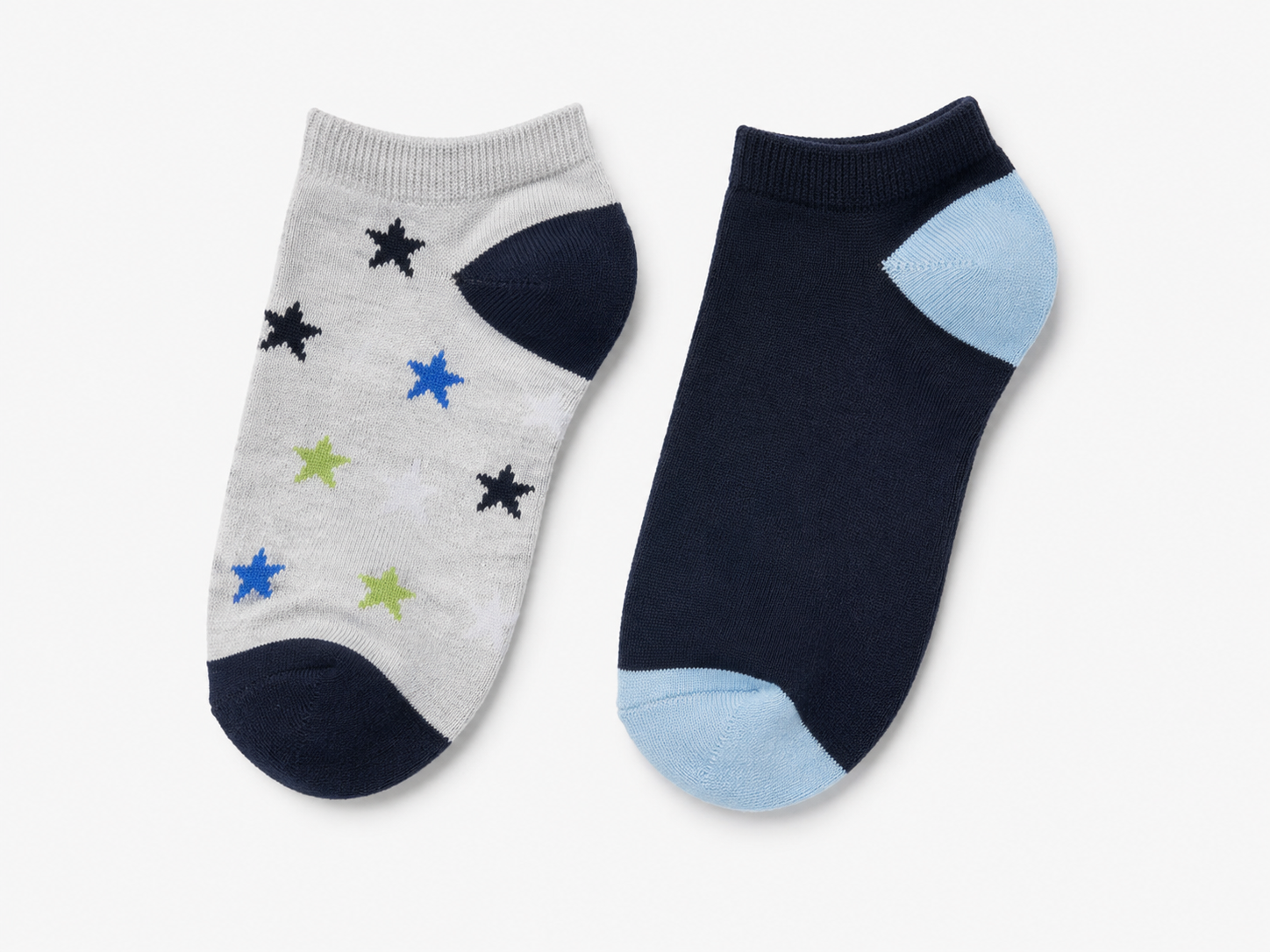 Lupilu Boys Cotton Ankle Socks – Variety 2 Pack | Banana, Dog, Stars & Plain