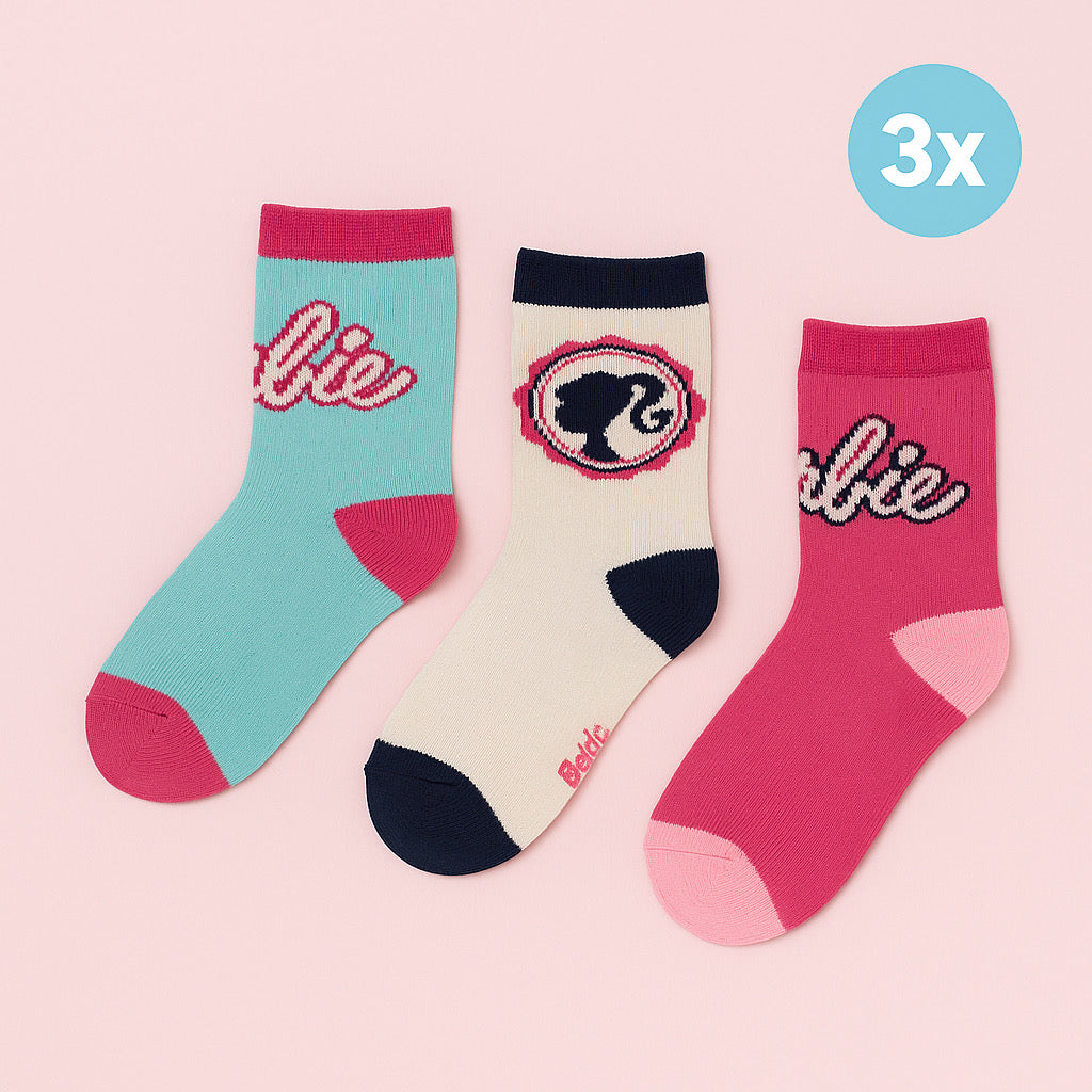 Barbie Girls Character Crew Socks – 3 Pack