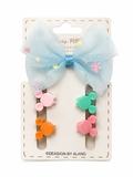 Girls Hair Accessories Set – Tulle Bow & Mini Bear Hair Clips (5 Piece Set)