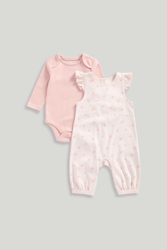 Mothercare Soft Pink Bodysuit & Dungaree Set