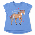 Infinity Kids Girls Blue Horse Print Flutter Sleeve Top