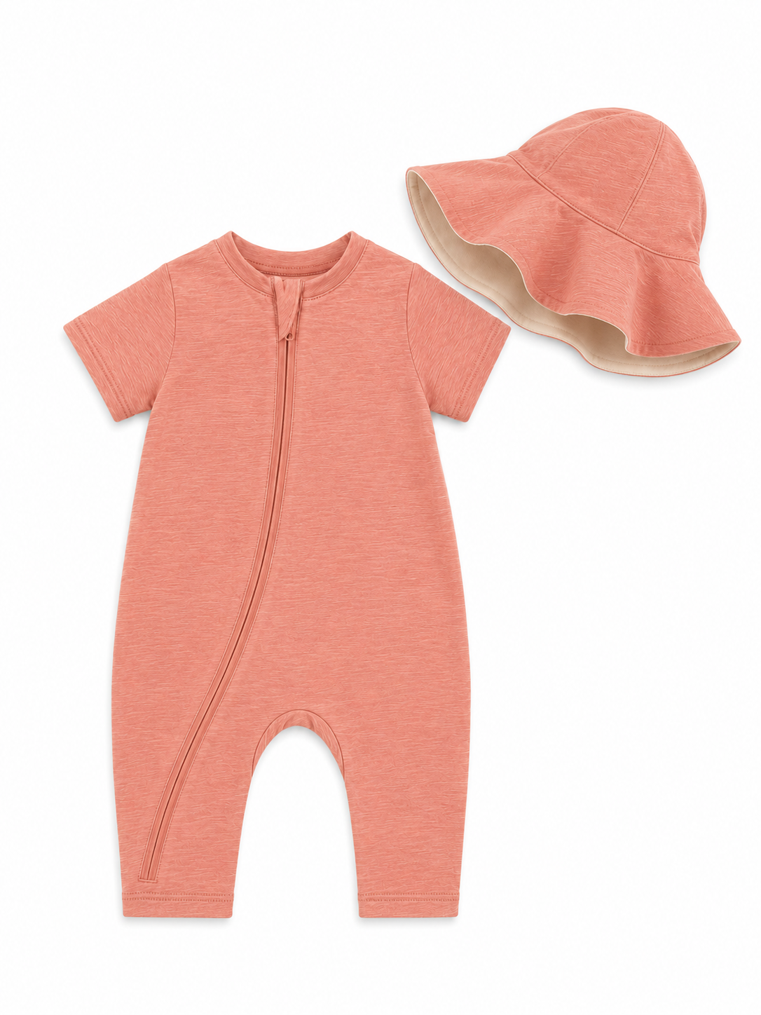 George Baby Zip Romper & Reversible Sun Hat Set