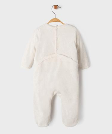 Gémo Baby Girls’ Floral Envelope Velour Sleepsuit – Cream