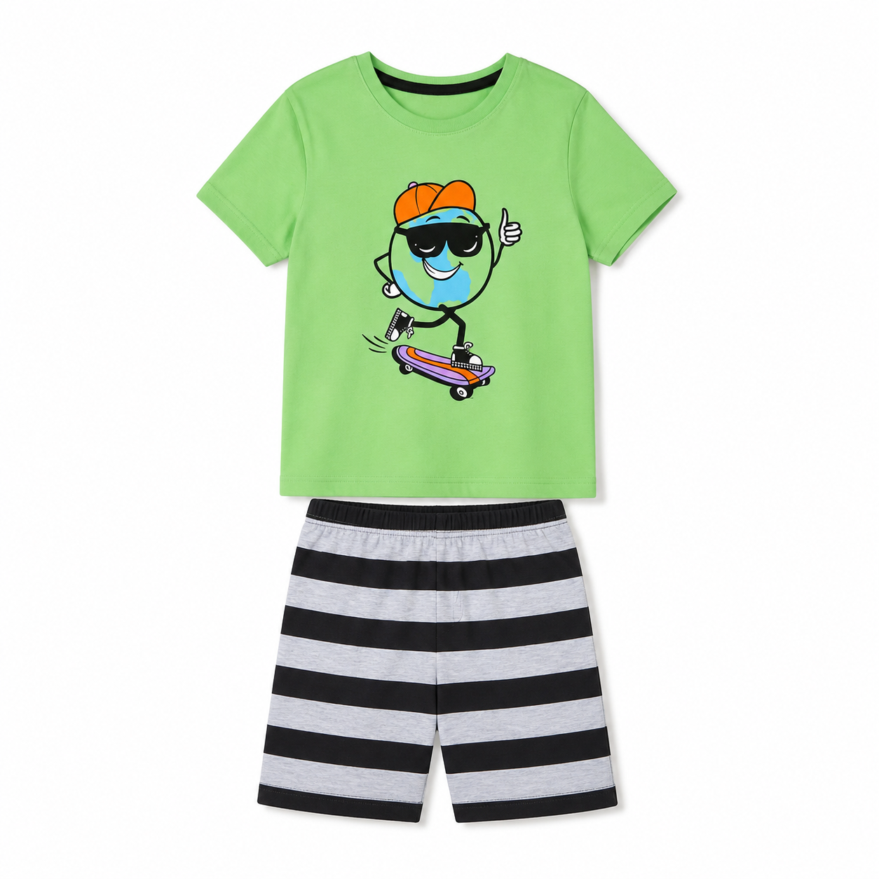 Primark Skate Dude T-Shirt & Striped Shorts Set