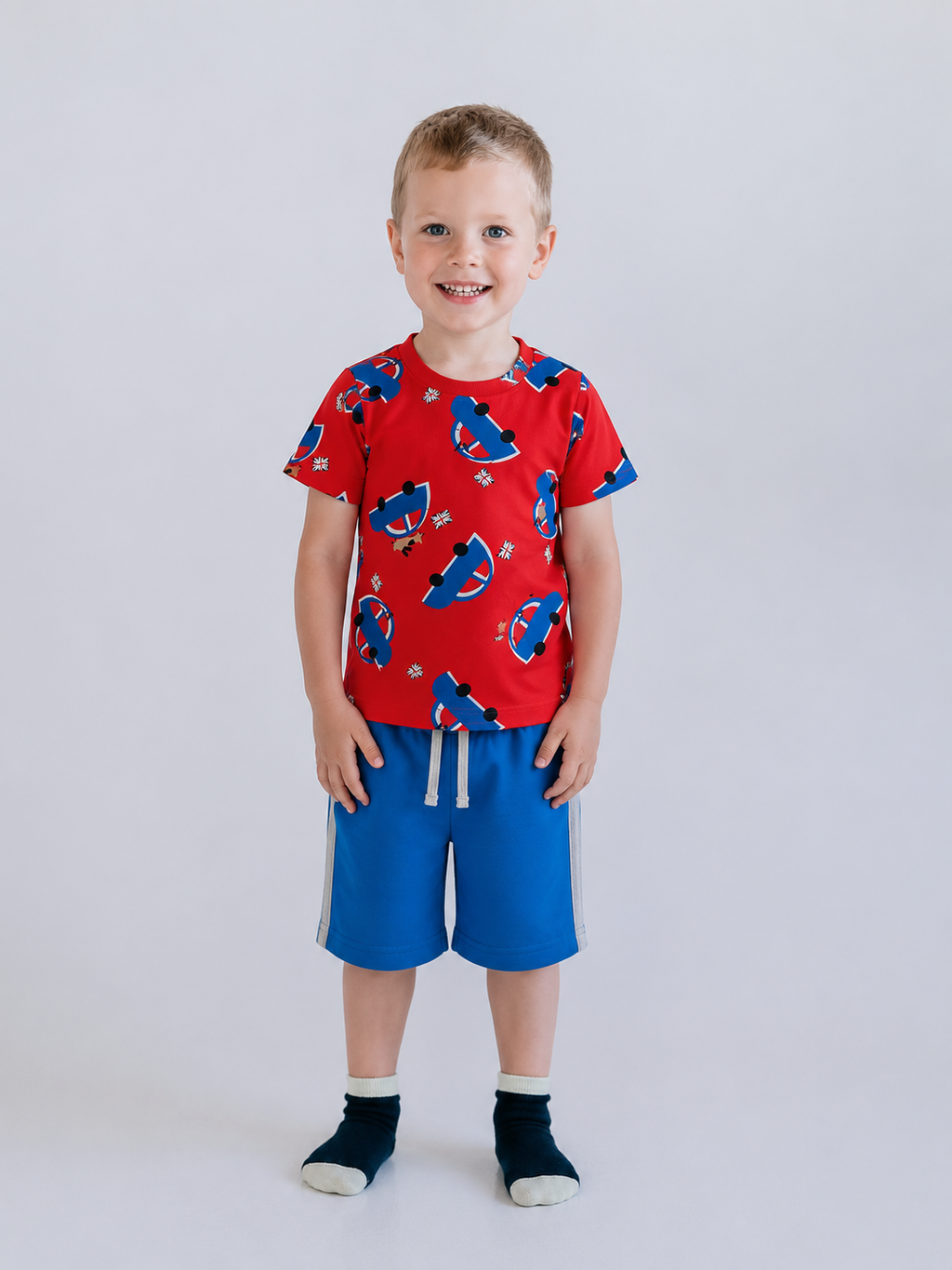 George Car Print T-Shirt & Shorts Set