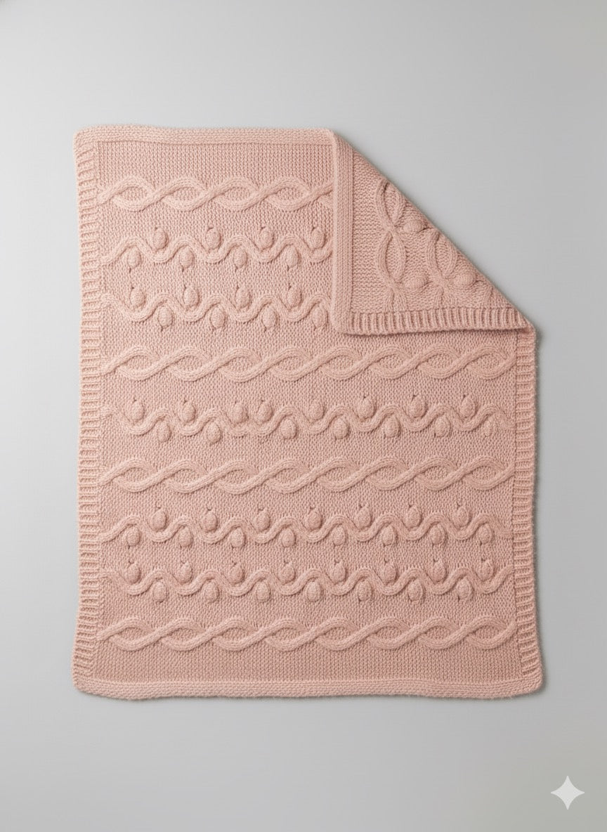 George Knitted Baby Blanket – Pink