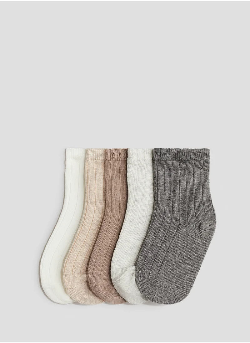 Soft Fine-Knit Baby Socks – Pack of 5 (Neutral Tones)