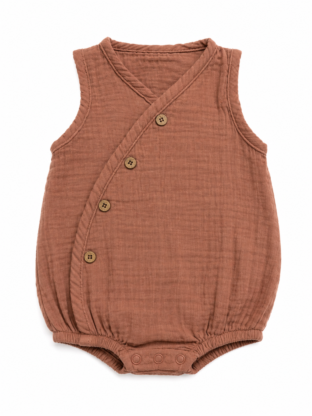 Muslin Button Romper – Dusty Rose