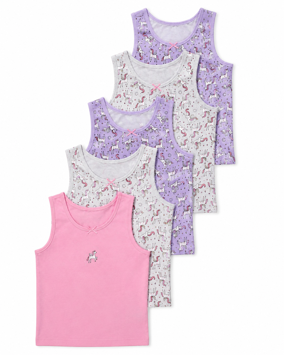 George Girls Cotton Vests – 5 Pack – Unicorn
