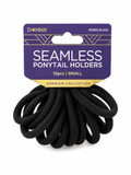 Donna Seamless Ponytail Holders – Black (12 Pack, Small)
