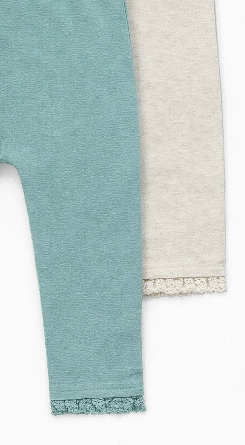 George Baby Girl Leggings – 2 Pack (Green & Ecru)