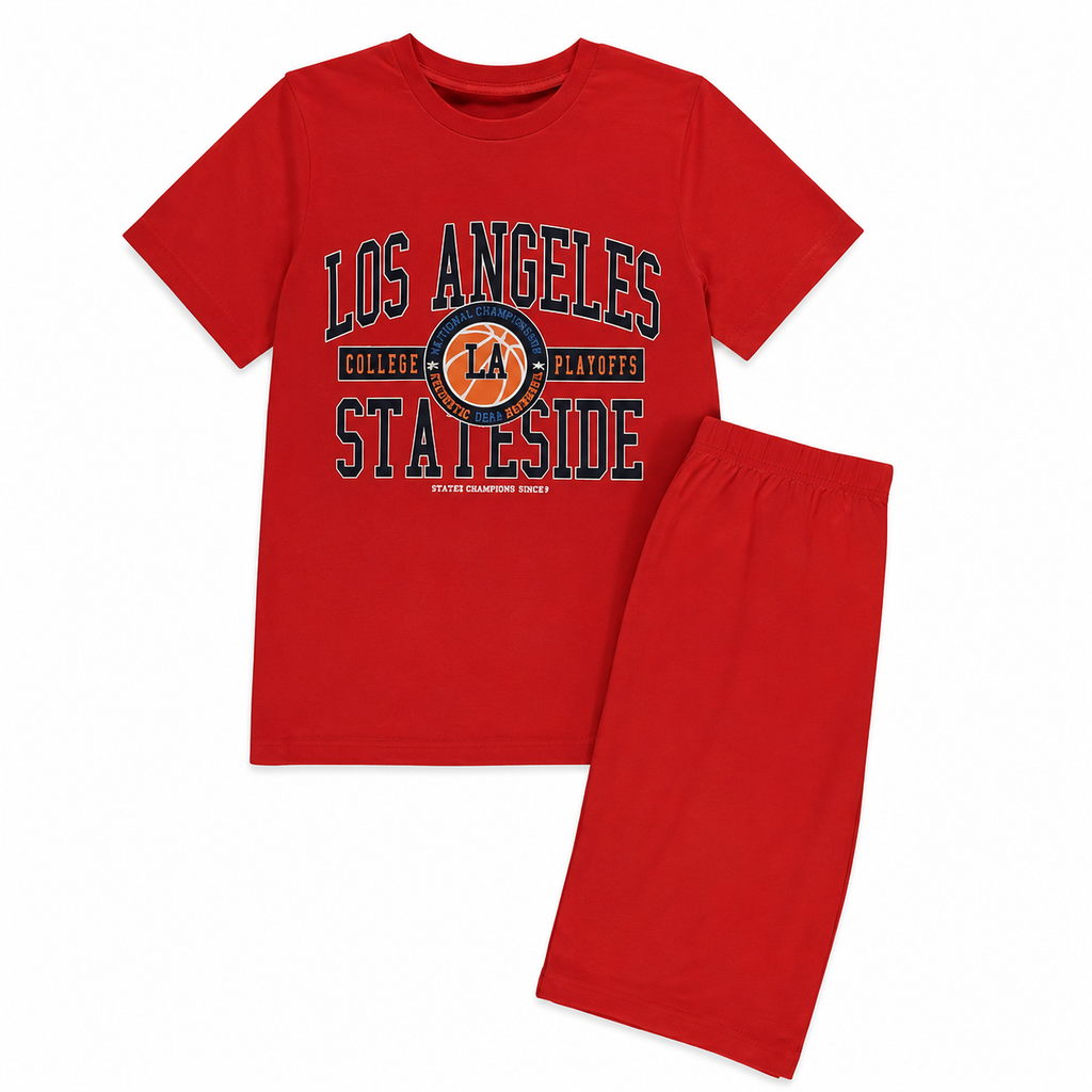 George Kids 4-Piece Pyjama Set – Los Angeles Red & Grey
