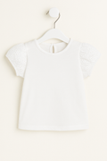 George Girls White Broderie Puff Sleeve Top