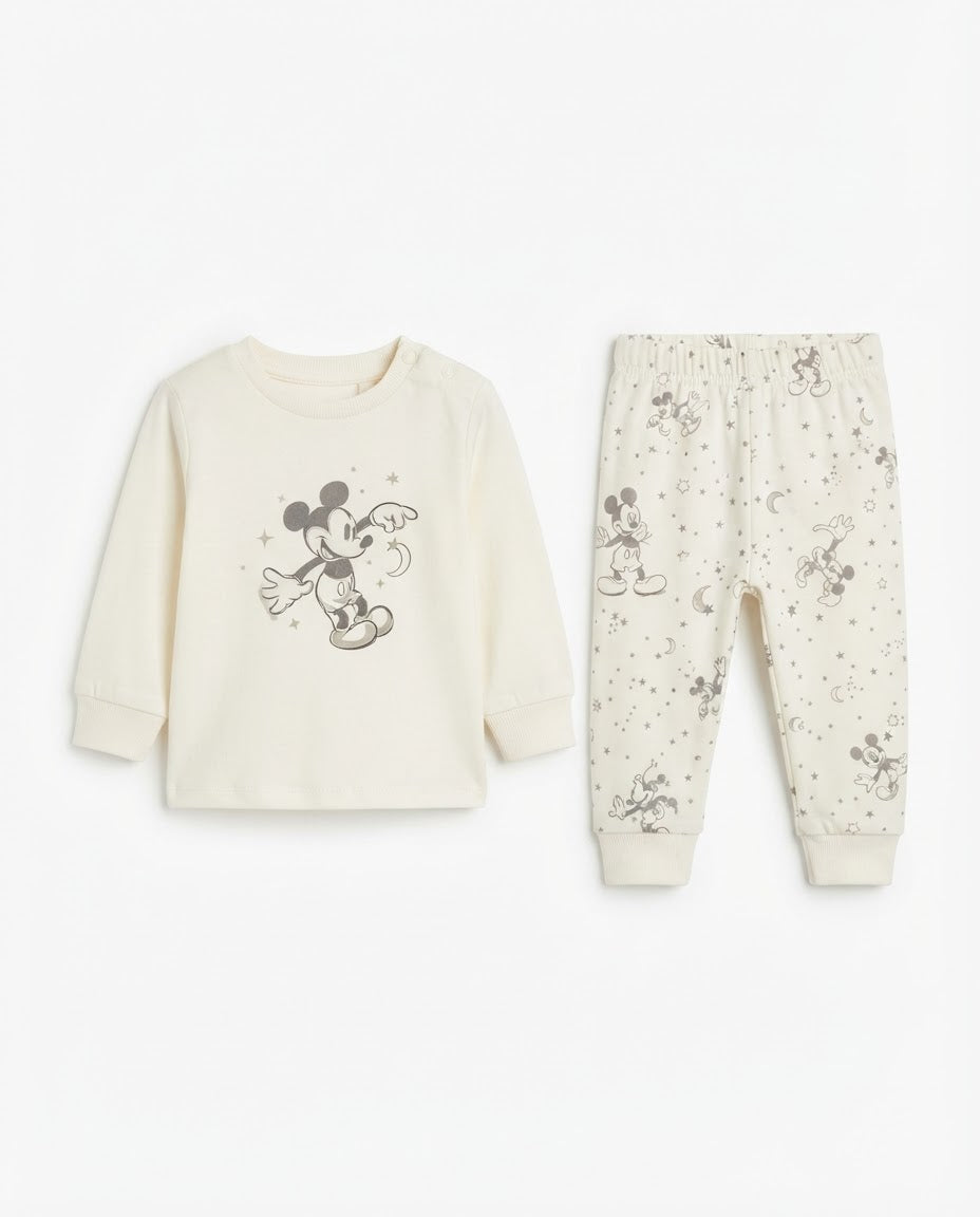MO Kids Disney Mickey Mouse Baby Pyjama Set – Cream