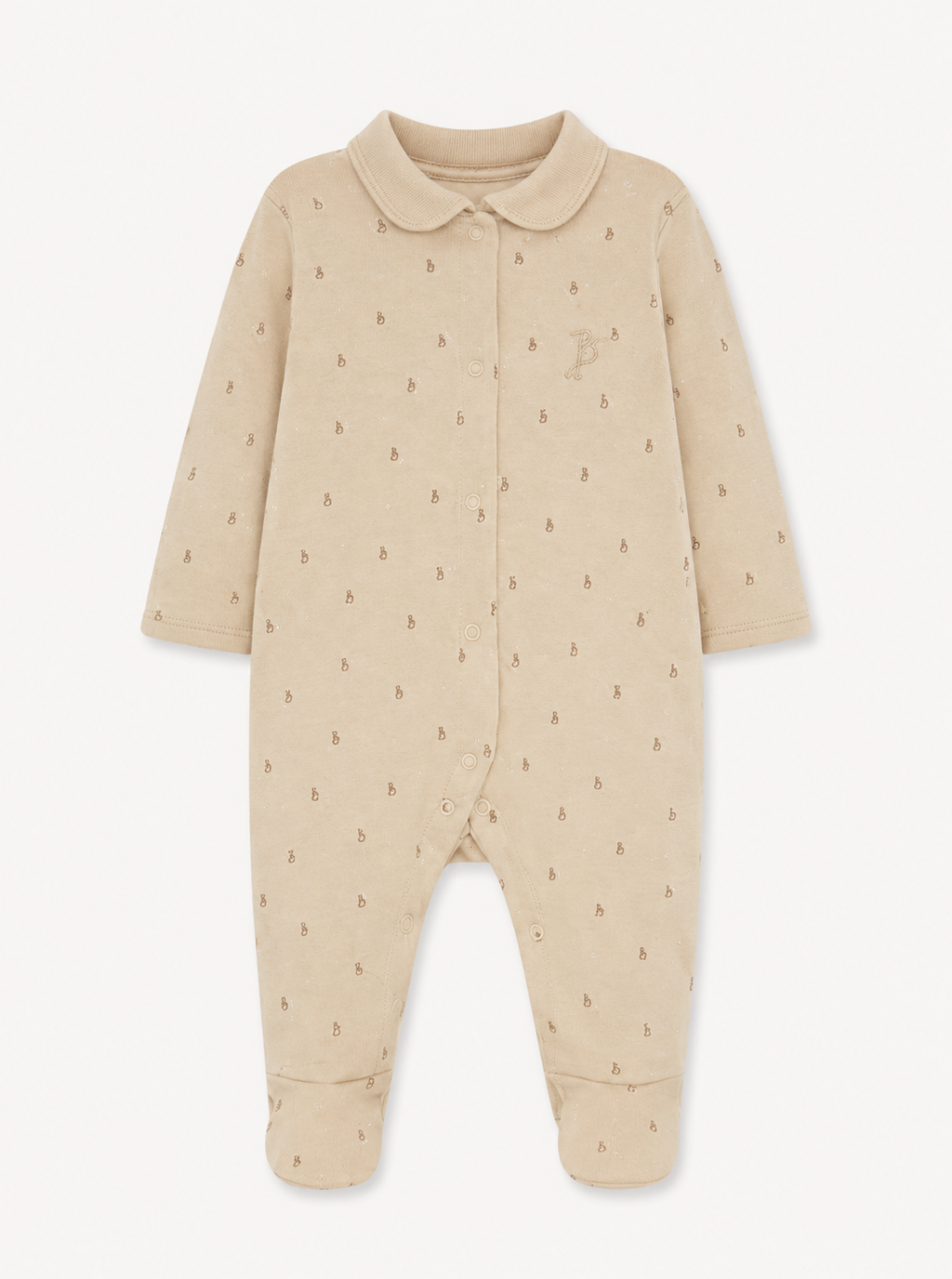 George Neutral Collared Sleepsuit – Warm Beige