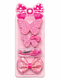Girls Glitter Hair Clips Set – Butterfly & Bow