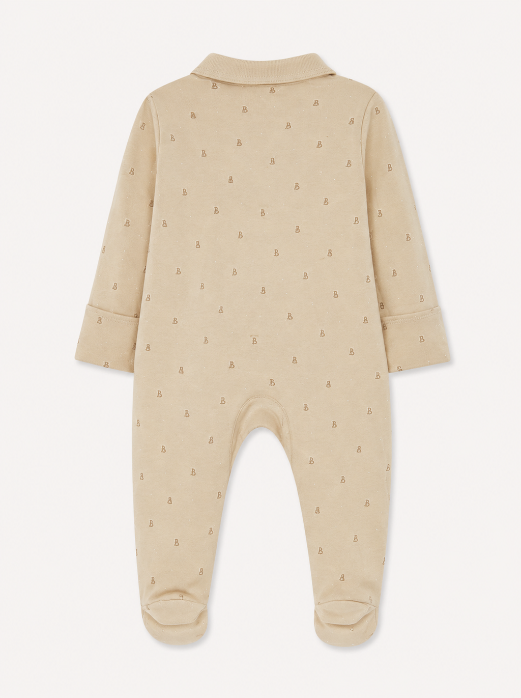 George Neutral Collared Sleepsuit – Warm Beige