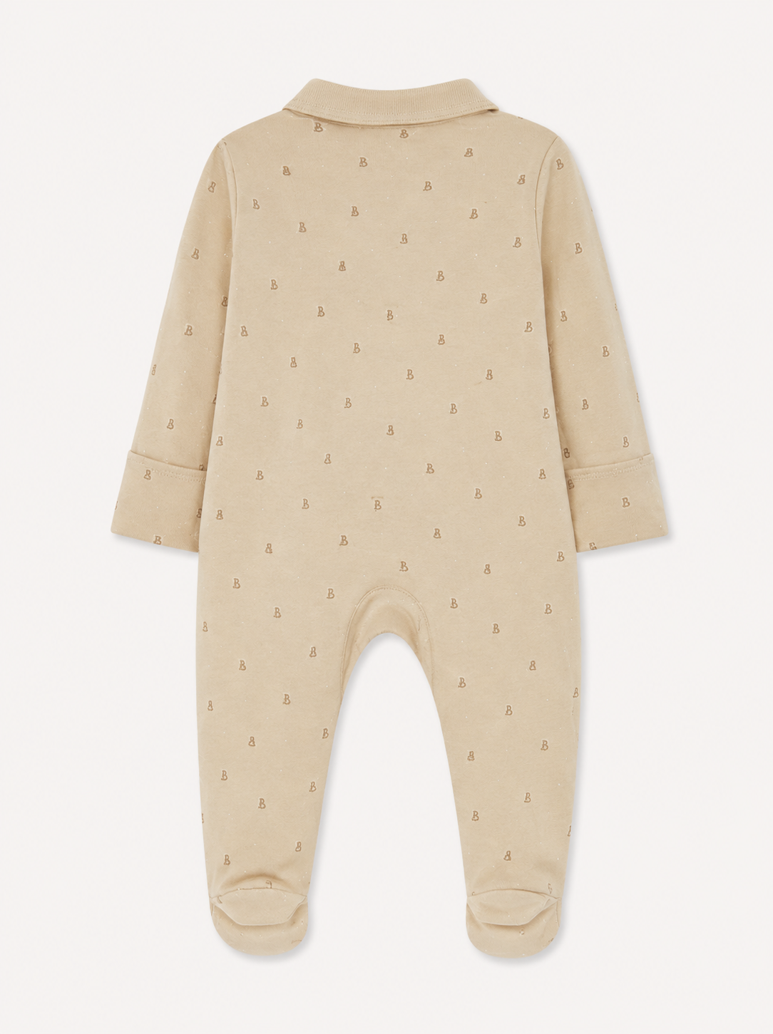 George Neutral Collared Sleepsuit – Warm Beige
