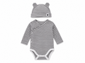 Gemo Baby Striped Wrap Bodysuit & Bear Ear Hat Set
