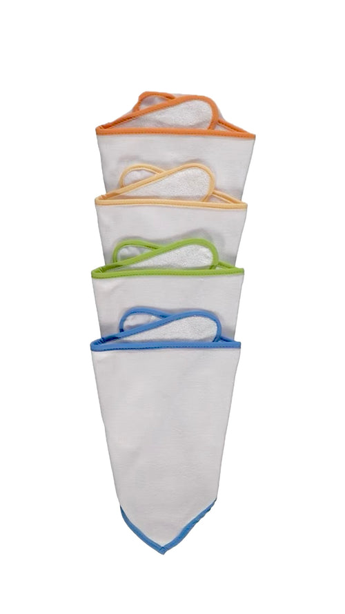 Contrast Trim White Dribble Bibs – 5 Pack