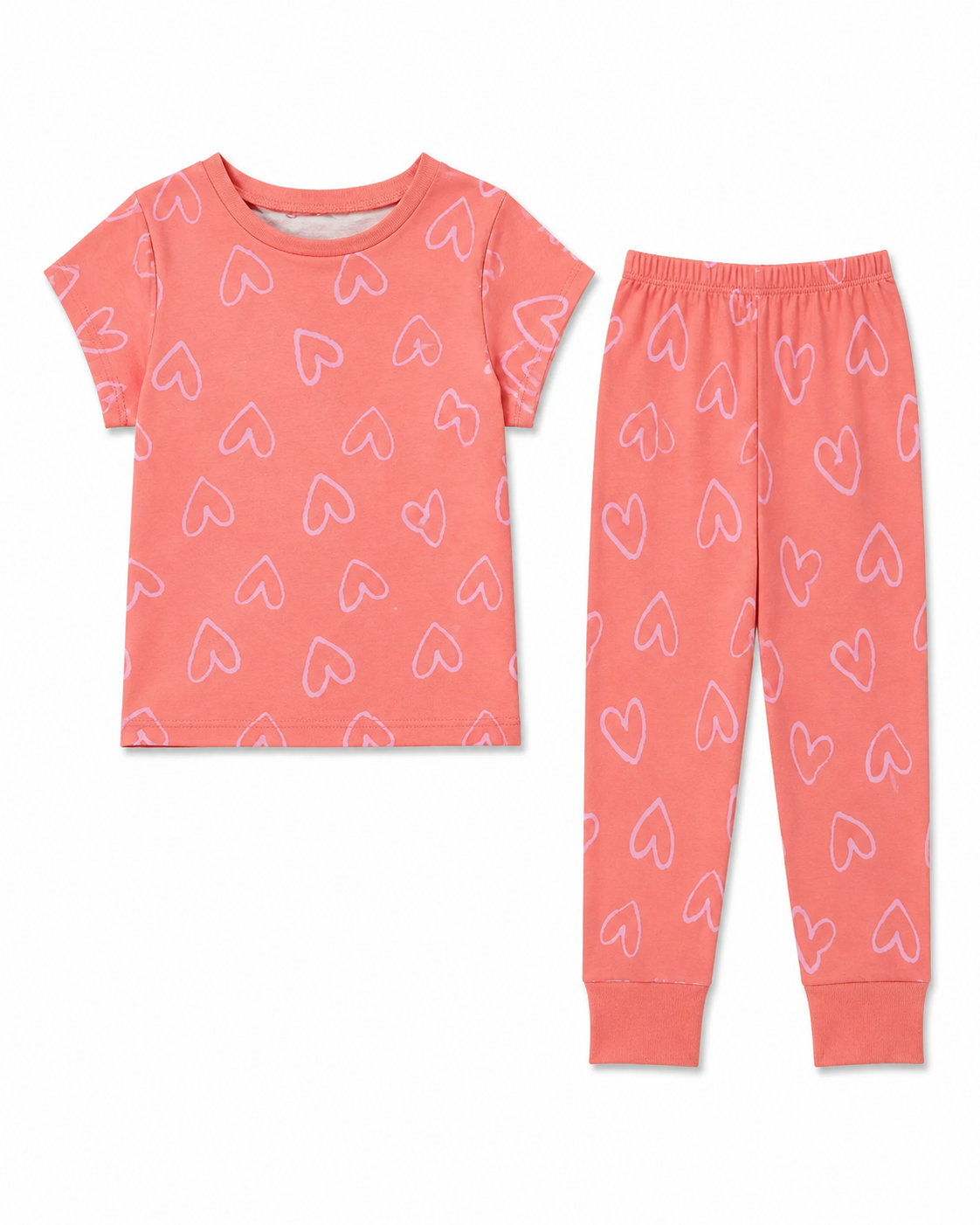 George Girls Heart Print Pyjama Set