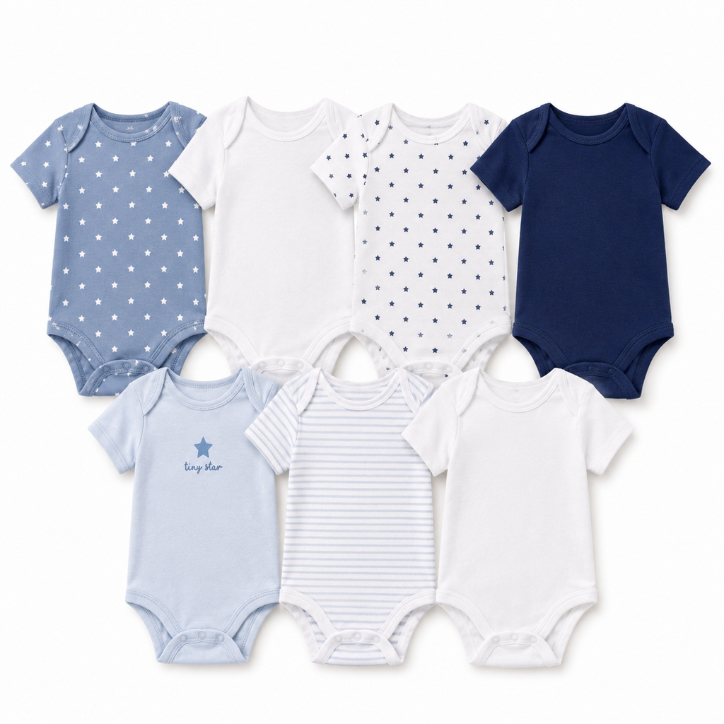 7-Pack Baby Bodysuits – Blue Star Collection