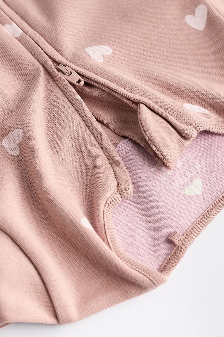 Brown & Pink 4-Pack Two-Way Zip Cotton Baby Sleepsuits