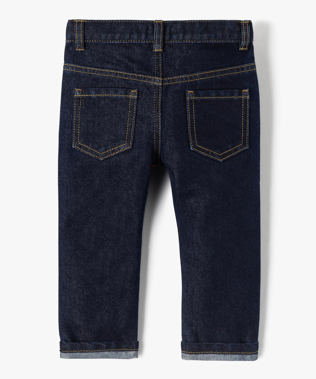 Gémo Baby Boy Straight-Leg Raw Denim Jeans – Adjustable Waist
