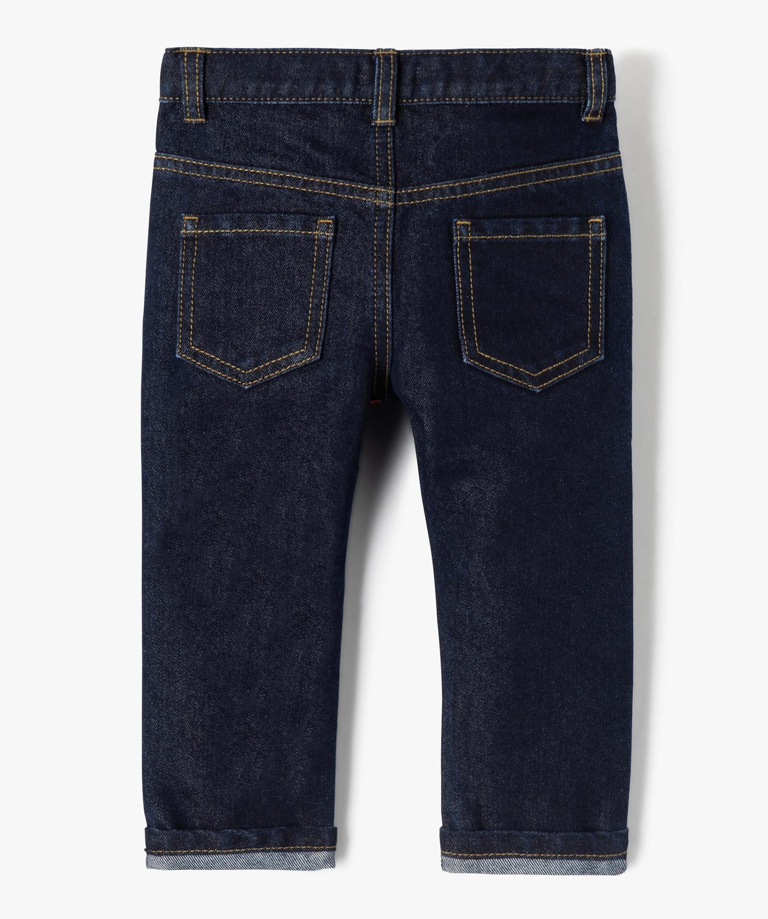 Gémo Baby Boy Straight-Leg Raw Denim Jeans – Adjustable Waist