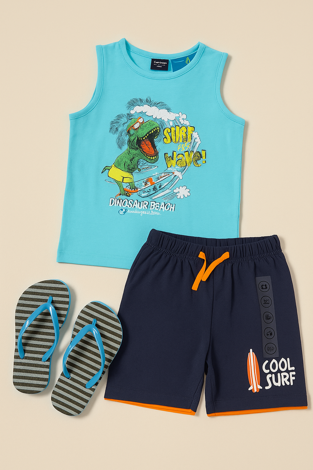 Kiki & Koko Surf Dino Tank Top & Shorts Set
