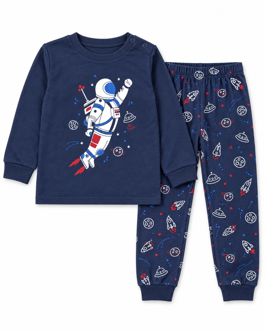 MO Kids Baby Boys’ Astronaut 2-Piece Pyjama Set – Navy | 18–24 Months