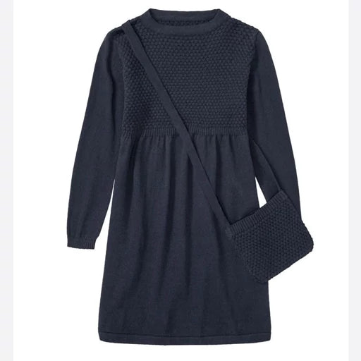 Girls Navy Knitted Dress – Lupilu