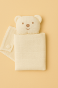 King Bear Muslin Baby Blanket – Ivory (70 × 70 cm)