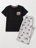 Primark Girls Pyjama Set – Black & Grey Print