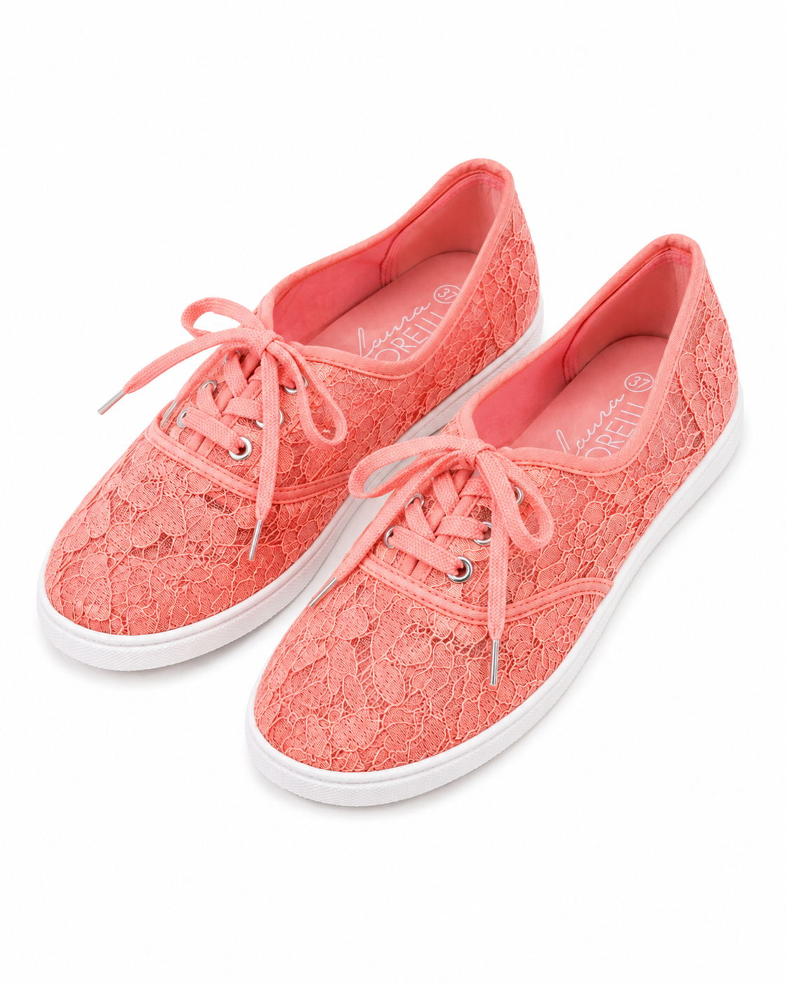 Laura Torelli Coral Lace Sneakers –