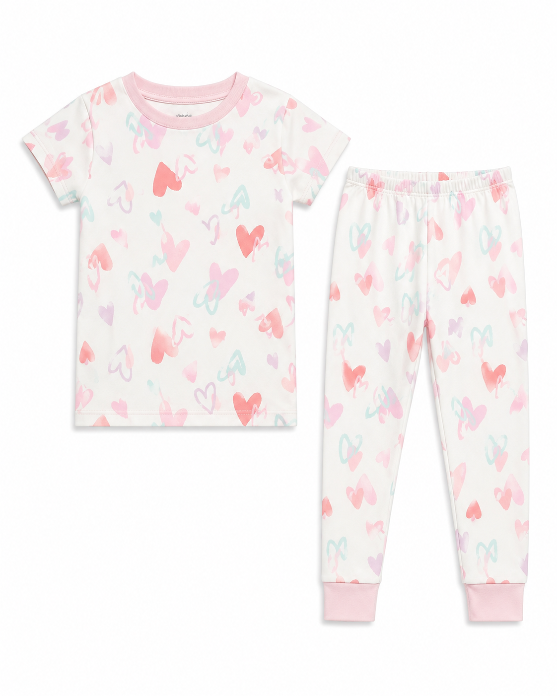 George Girls Heart Print Pyjama Set