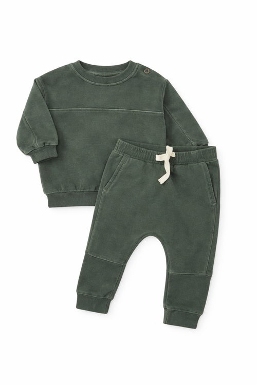 Baby Washed Green Tracksuit Set