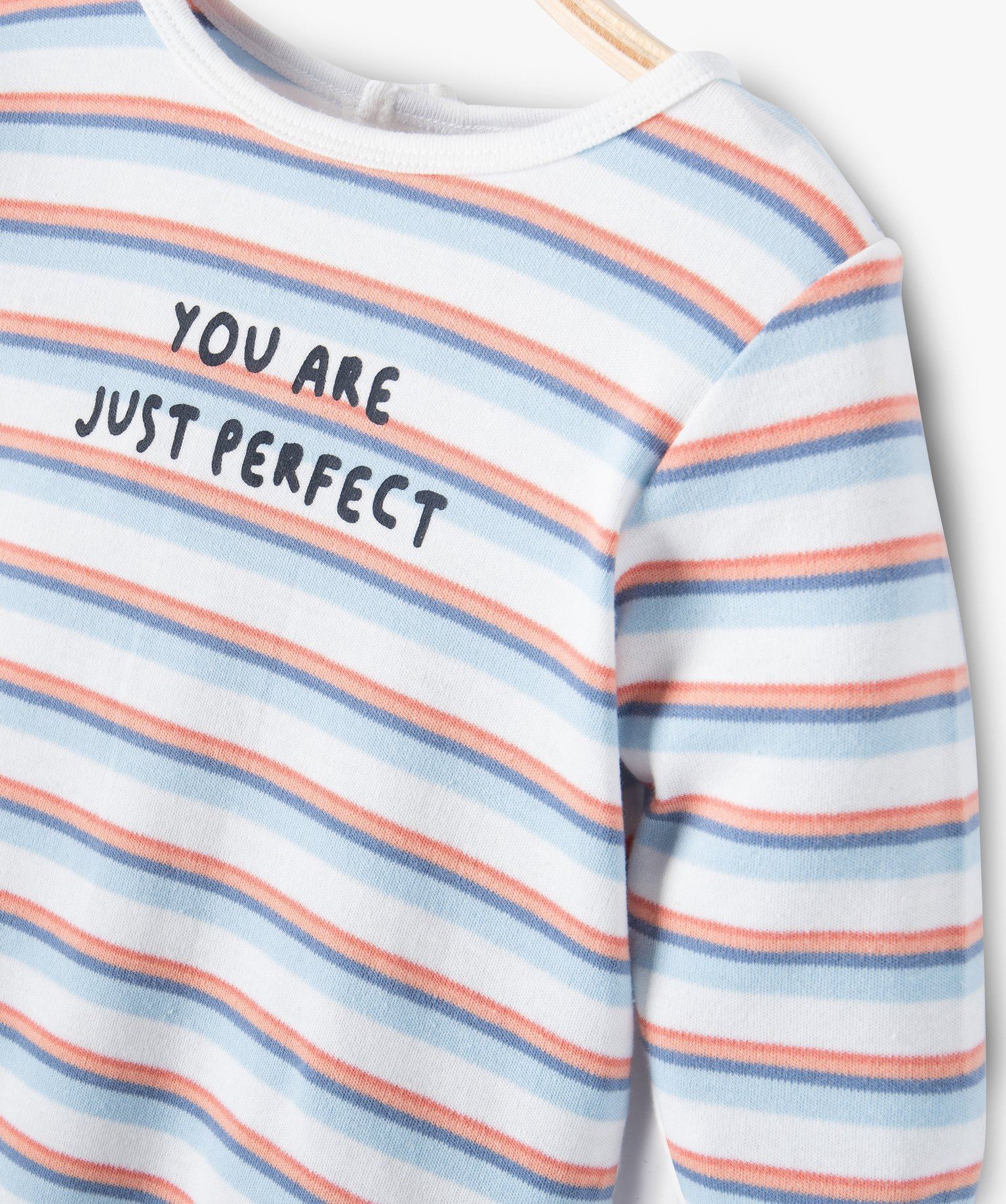 GÉMO Baby Striped “You Are Just Perfect” Footed Sleepsuit