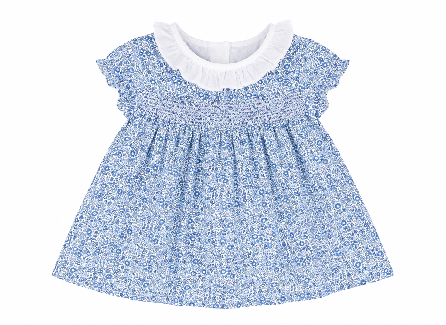 Baby Girl Blue Floral Smocked Dress