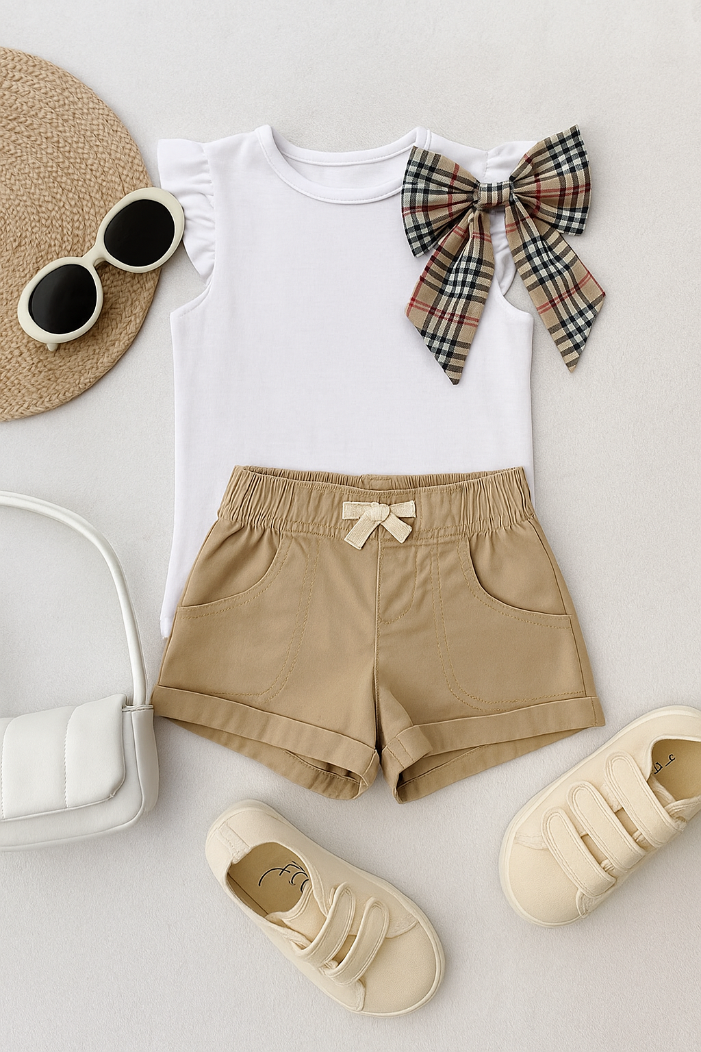Wonder Nation Girls Khaki Roll-Cuff Shorts