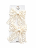 Lace Hair Bow Clips – Cream (2 Pack)
