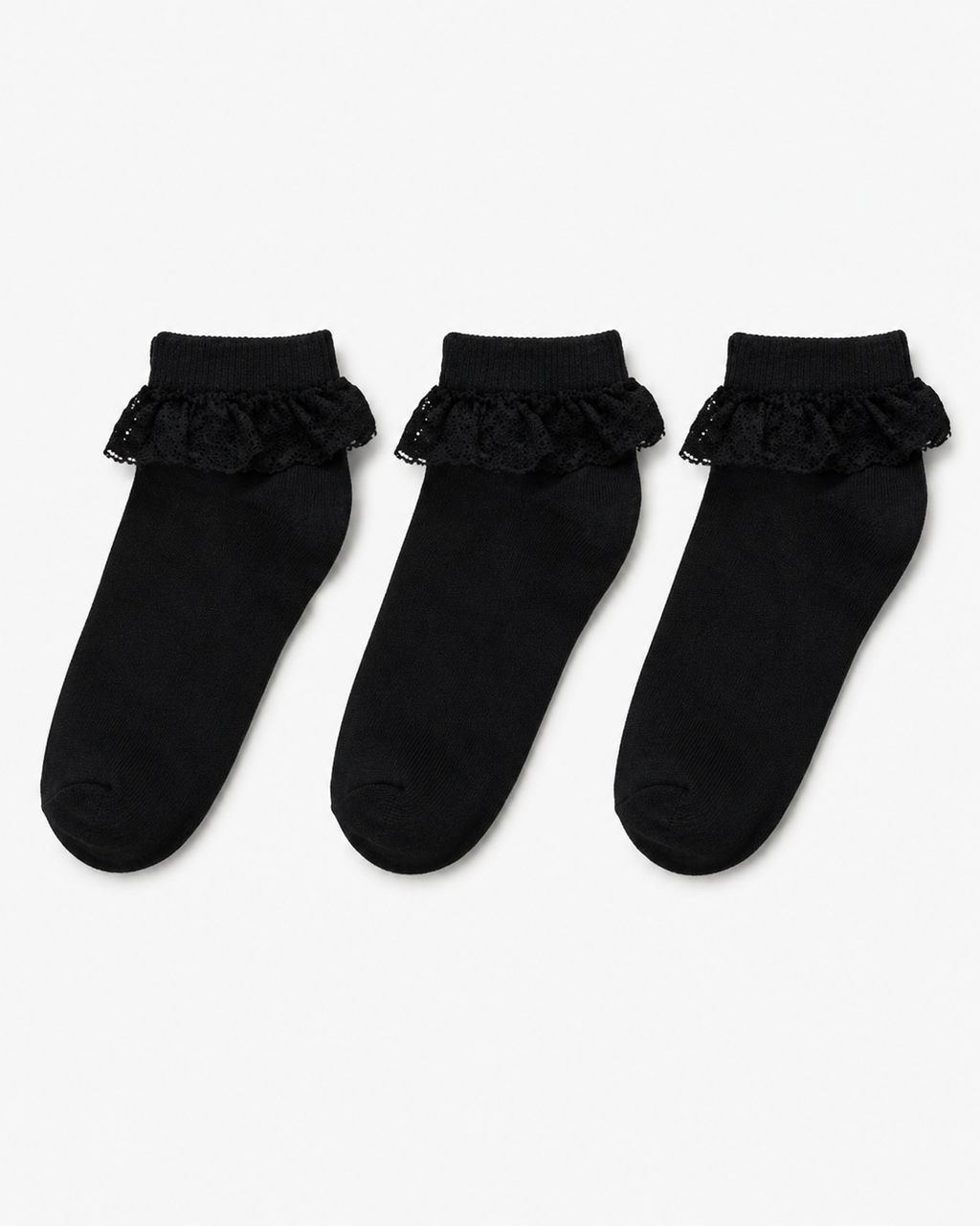 George Girls Frill Trim Ankle Socks – 3 Pack | Black
