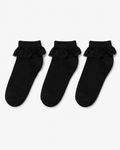 George Girls Frill Trim Ankle Socks – 3 Pack | Black